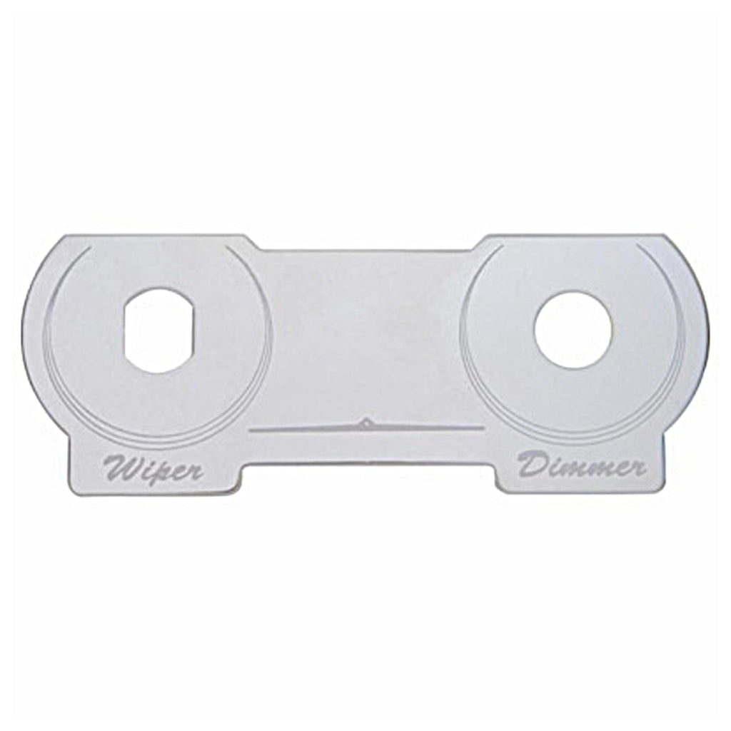 United Pacific - Stainless Steel Switch Name Plate For Peterbilt - Dimmer & Wiper