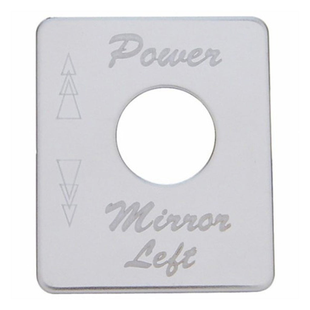 United Pacific - Stainless Steel Switch Name Plate For Peterbilt - Power Mirror (Left)