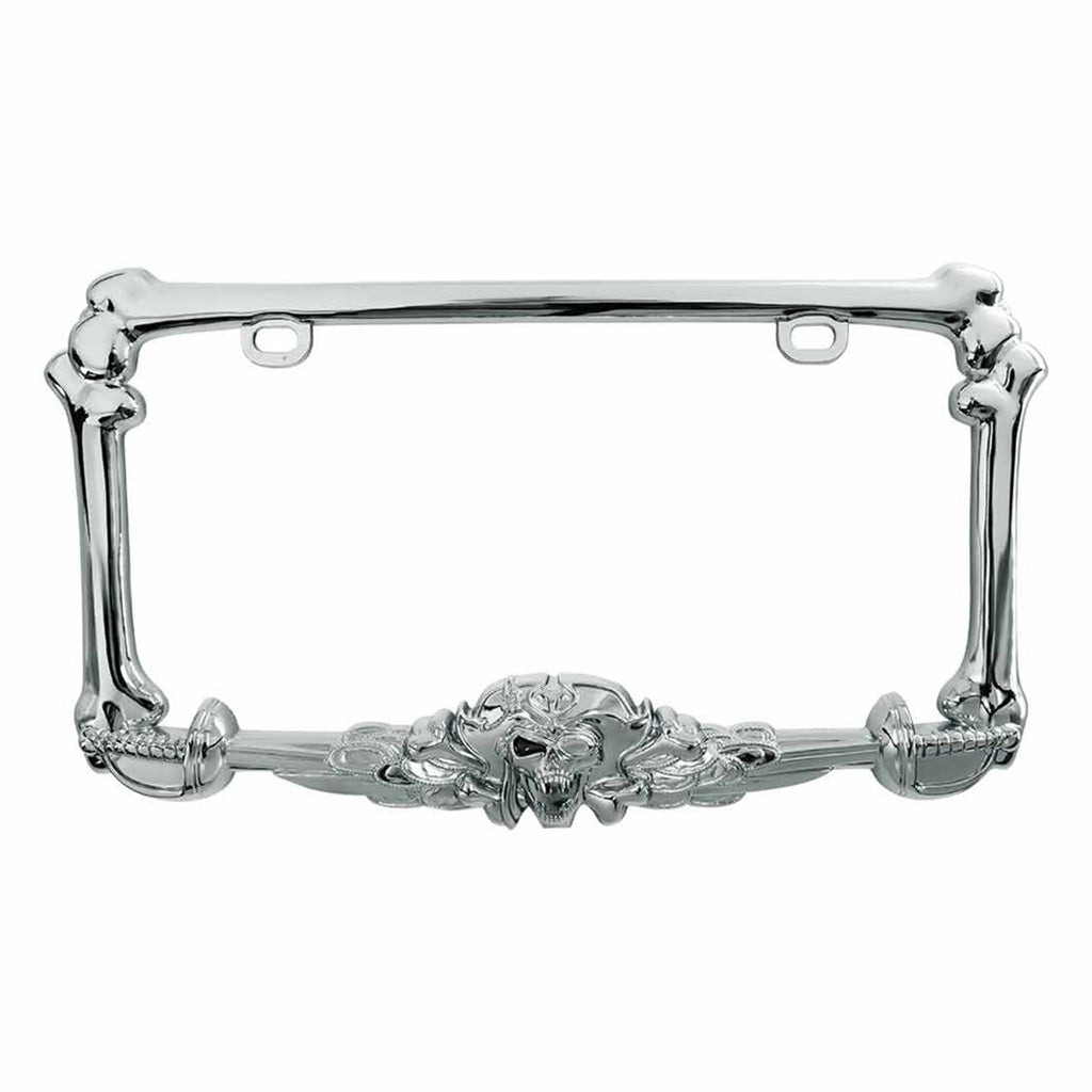 United Pacific - Pirate License Plate Frame - Chrome