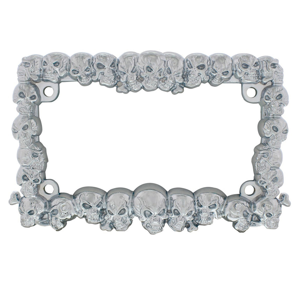 United Pacific - Skull Motorcycle License Plate Frame - Chrome