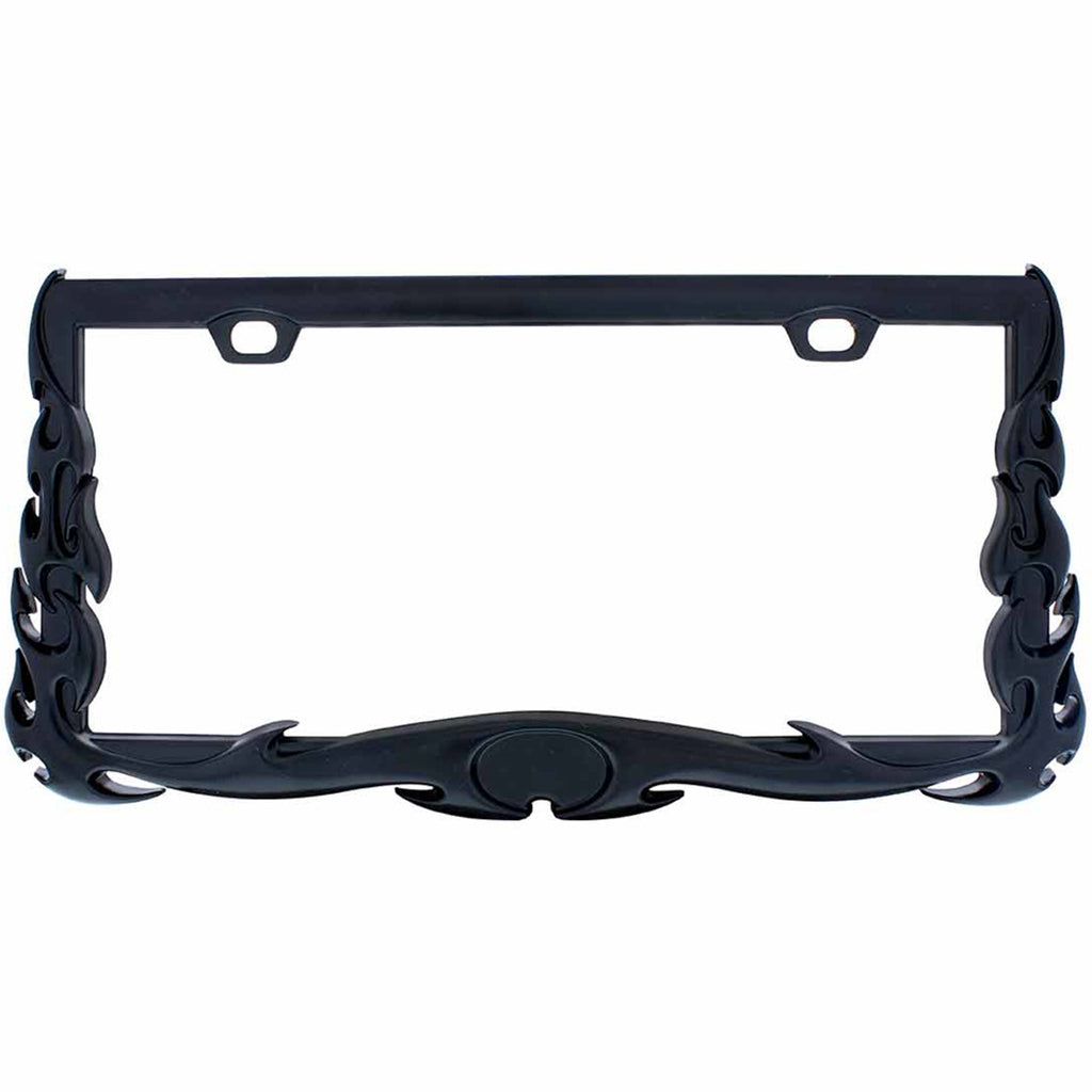 United Pacific - Flame License Plate Frame - Black