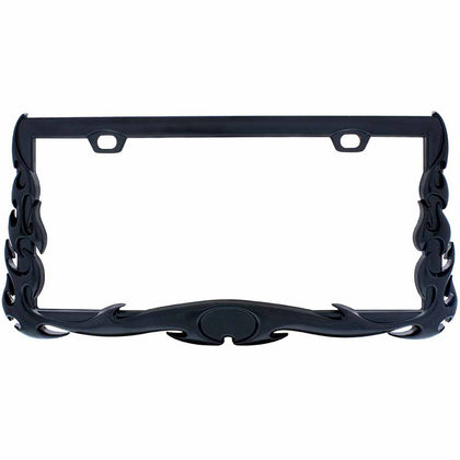 United Pacific - Flame License Plate Frame - Black