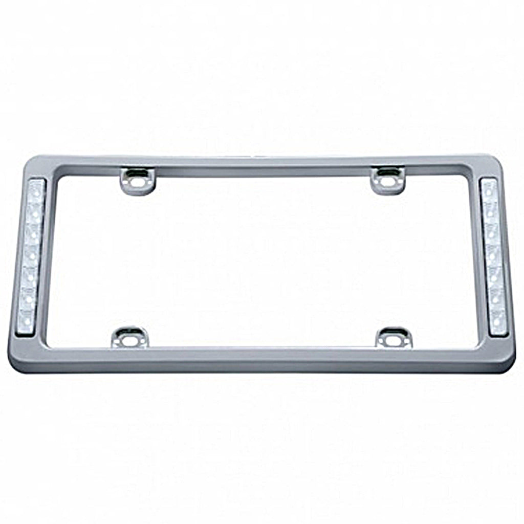 14 LED Chrome License Plate Frame - White or Red LEDs (Clear Lens)