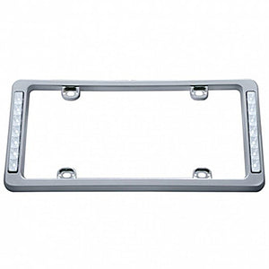 14 LED Chrome License Plate Frame - White or Red LEDs (Clear Lens)