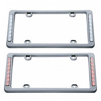 14 LED Chrome License Plate Frame - White or Red LEDs (Clear Lens)