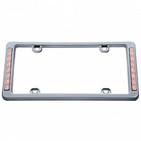 14 LED Chrome License Plate Frame - White or Red LEDs (Clear Lens)