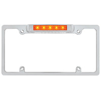 Chrome License Plate Frame With Auxiliary Light - Amber or White LEDs (Amber or Clear Lens)