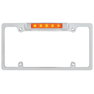 Chrome License Plate Frame With Auxiliary Light - Amber or White LEDs (Amber or Clear Lens)