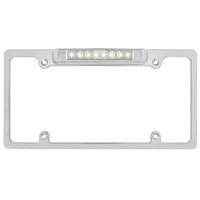 Chrome License Plate Frame With Auxiliary Light - Amber or White LEDs (Amber or Clear Lens)