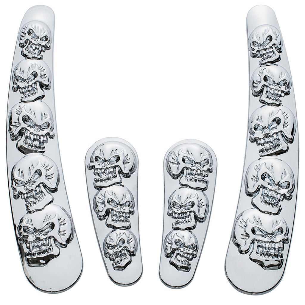 United Pacific - Chrome Skull Swing Arm Accent Set For Harley Motorcycle