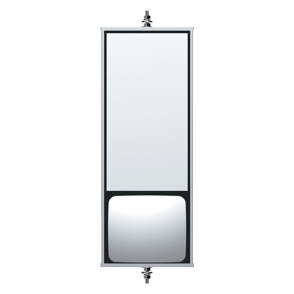 United Pacific - 6" X 16" 430 Stainless Steel West Coast Mirror With Convex Lower Mirror - Non Heated