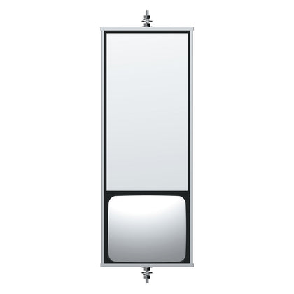 United Pacific - 6" X 16" 430 Stainless Steel West Coast Mirror With Convex Lower Mirror - Non Heated