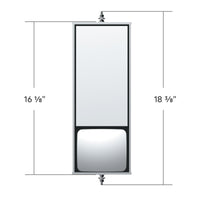 United Pacific - 6" X 16" 430 Stainless Steel West Coast Mirror With Convex Lower Mirror - Non Heated