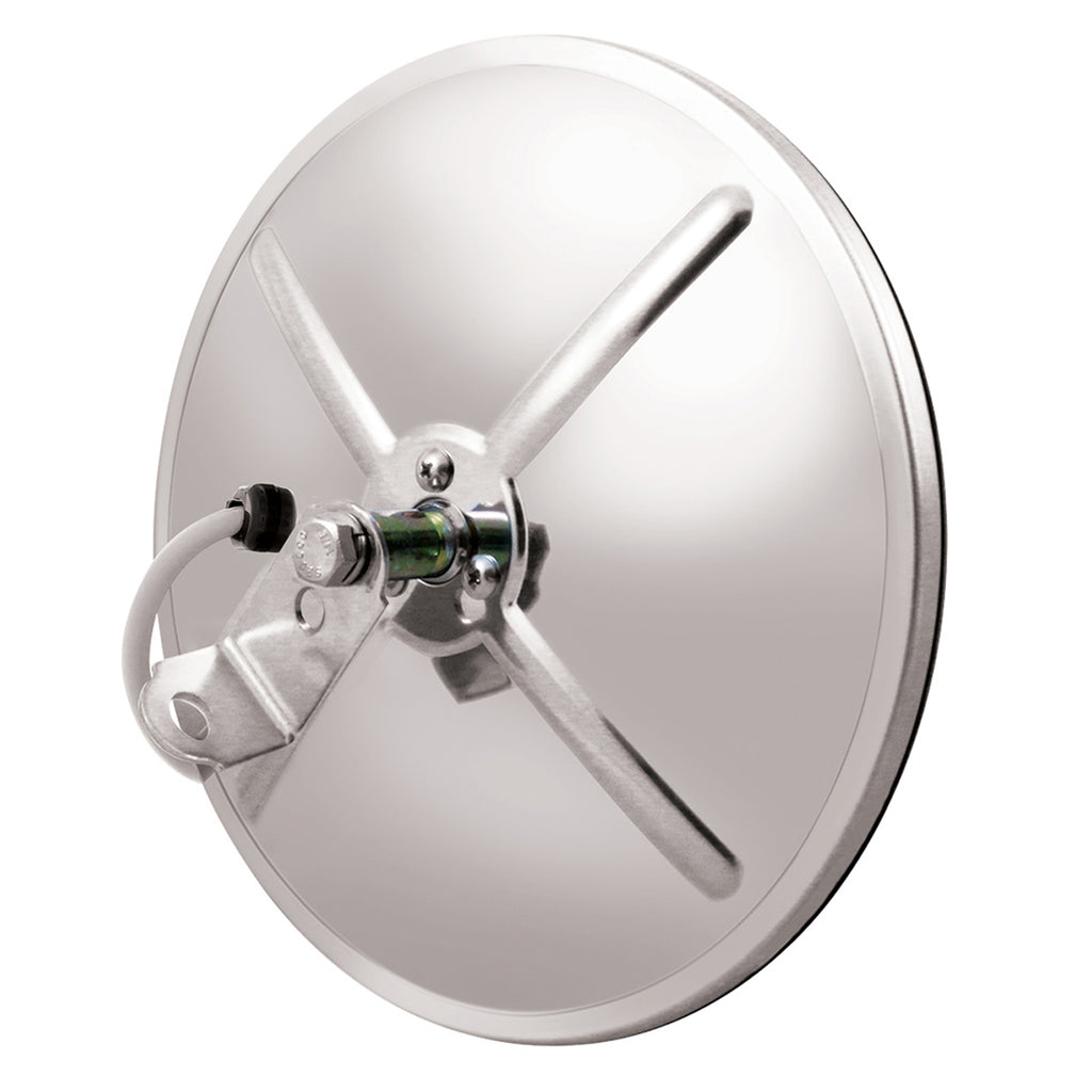 8-1/2" 430 Stainless Steel Heated 320R Convex Mirror - Centered or Offset Mounting Stud