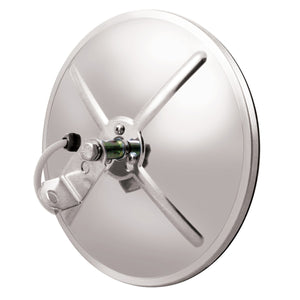 8-1/2" 430 Stainless Steel Heated 320R Convex Mirror - Centered or Offset Mounting Stud