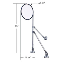 United Pacific - 8-1/2" Convex Mirror With Stainless Tripod Fender Mirror Bracket