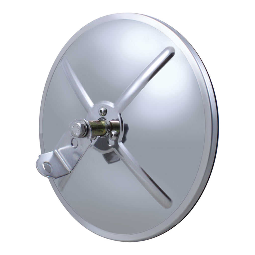 United Pacific - 8-1/2" Chrome 320R Convex Mirror - Centered or Offset Mounting Stud