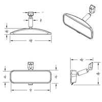 United Pacific - 8" or 10" Black Day/Night Interior Rearview Mirror Assembly - Glue-On Mount