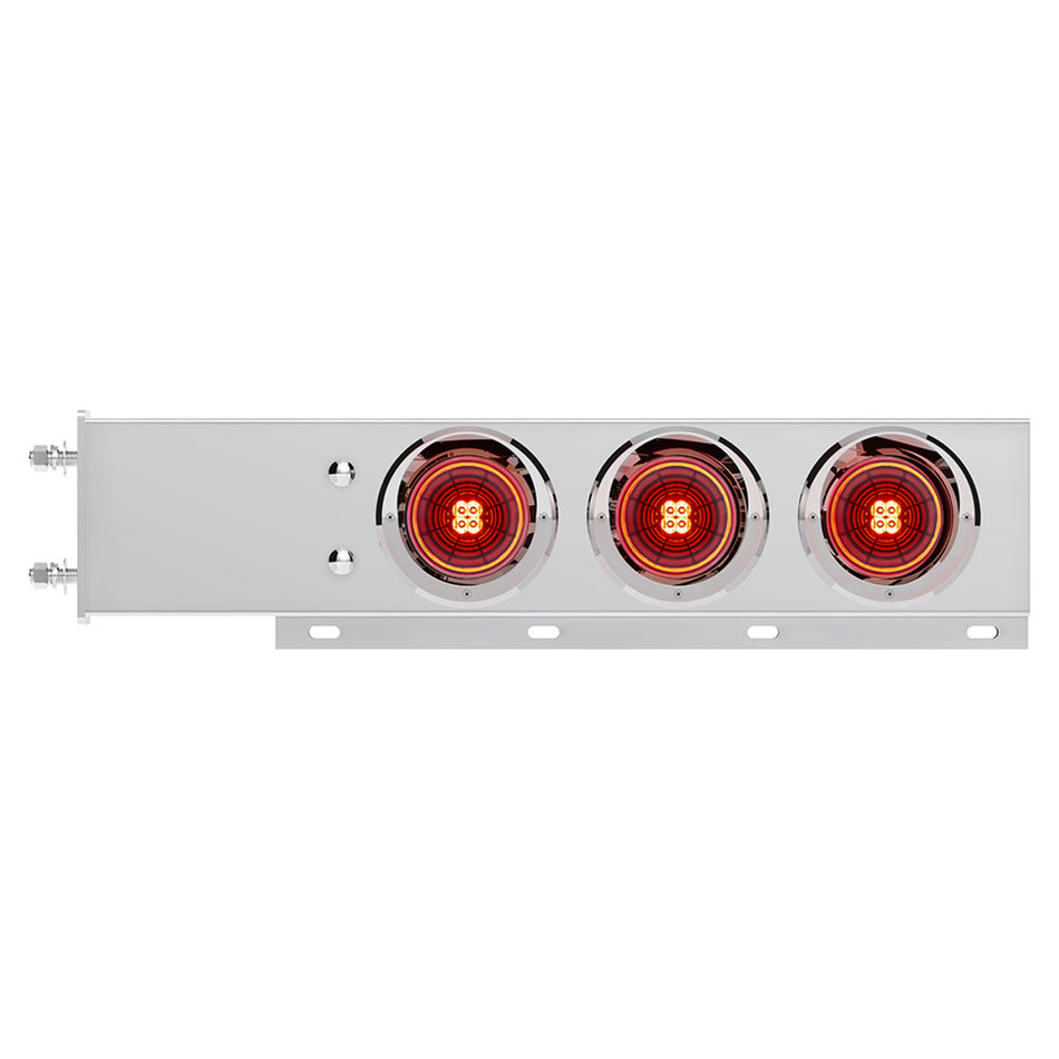 3-3/4" Bolt Pattern SS Spring Loaded Bar With 6 X 4" 13 LED Abyss Lights & Visors - Red LEDs (Red or Clear Lens)