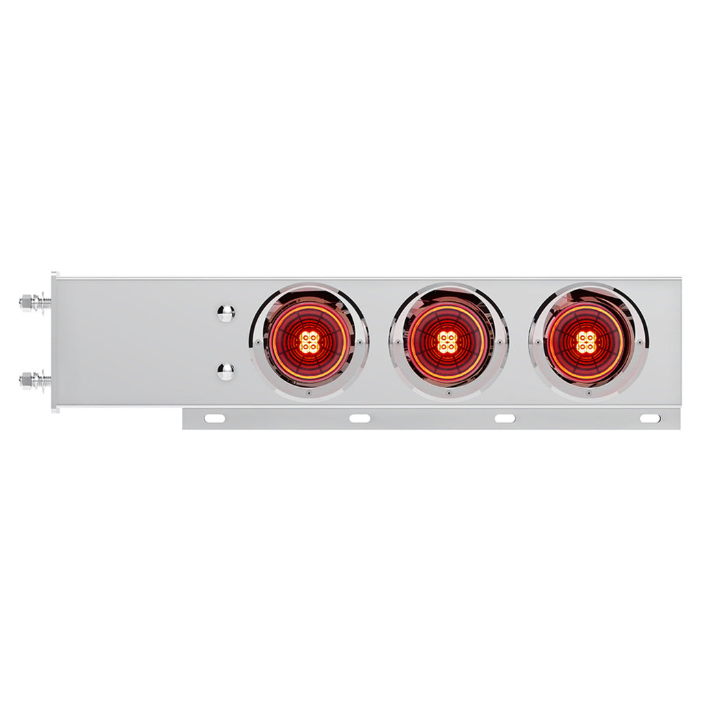 3-3/4" Bolt Pattern SS Spring Loaded Bar With 6X 4" 13 LED Abyss Lights & Visors - Red LEDs (Red or Clear Lens)