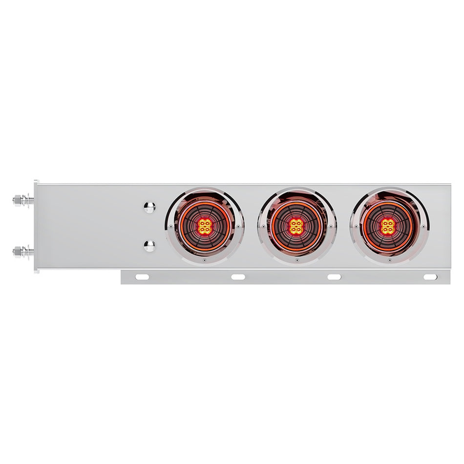 3-3/4" Bolt Pattern SS Spring Loaded Bar With 6 X 4" 13 LED Abyss Lights & Visors - Red LEDs (Red or Clear Lens)