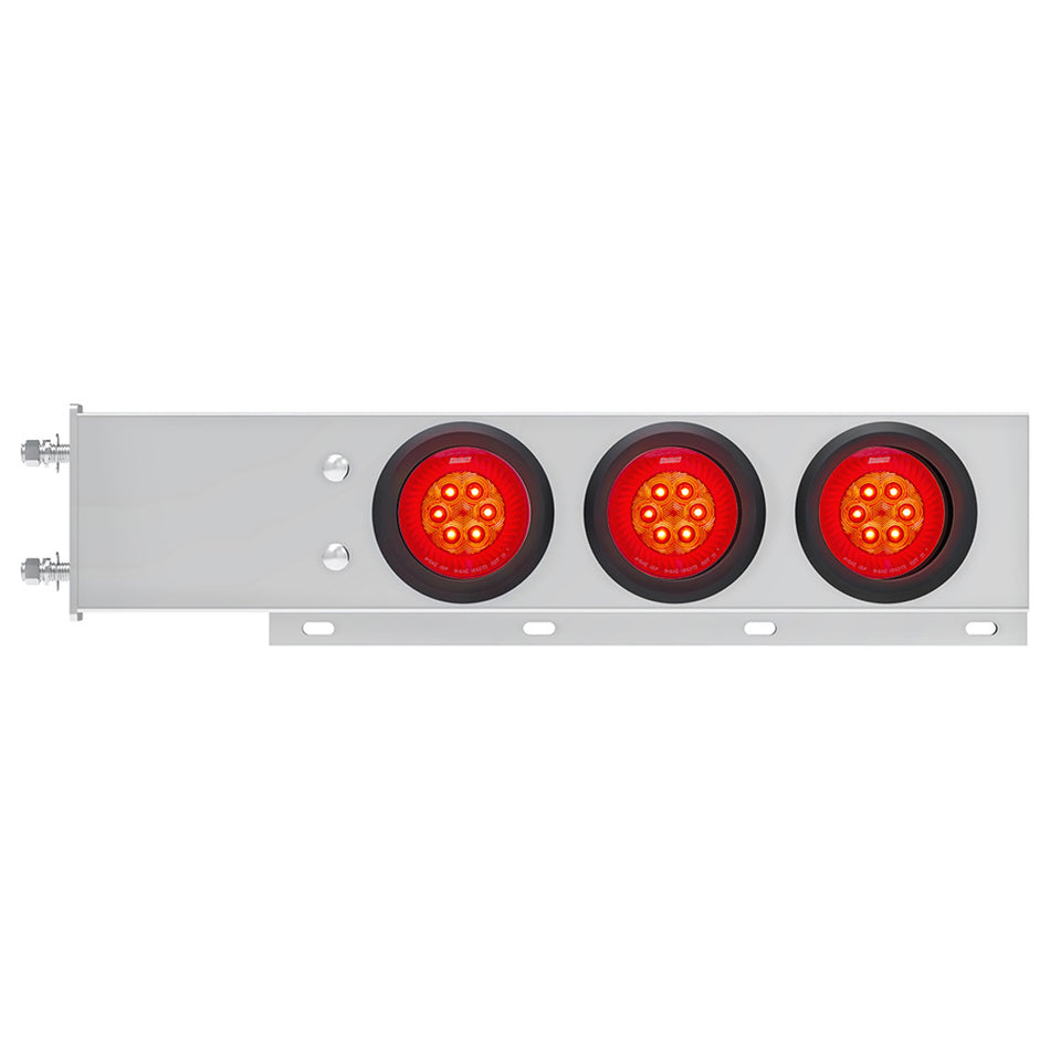 3-3/4" Bolt Pattern SS Spring Loaded Bar With 6 X 4" 16 LED Turbine Lights & Visors - Red LEDs (Red or Clear Lens)