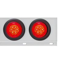 3-3/4" Bolt Pattern SS Spring Loaded Bar With 6X 4" 16 LED Turbine Lights & Visors - Red LEDs (Red or Clear Lens)
