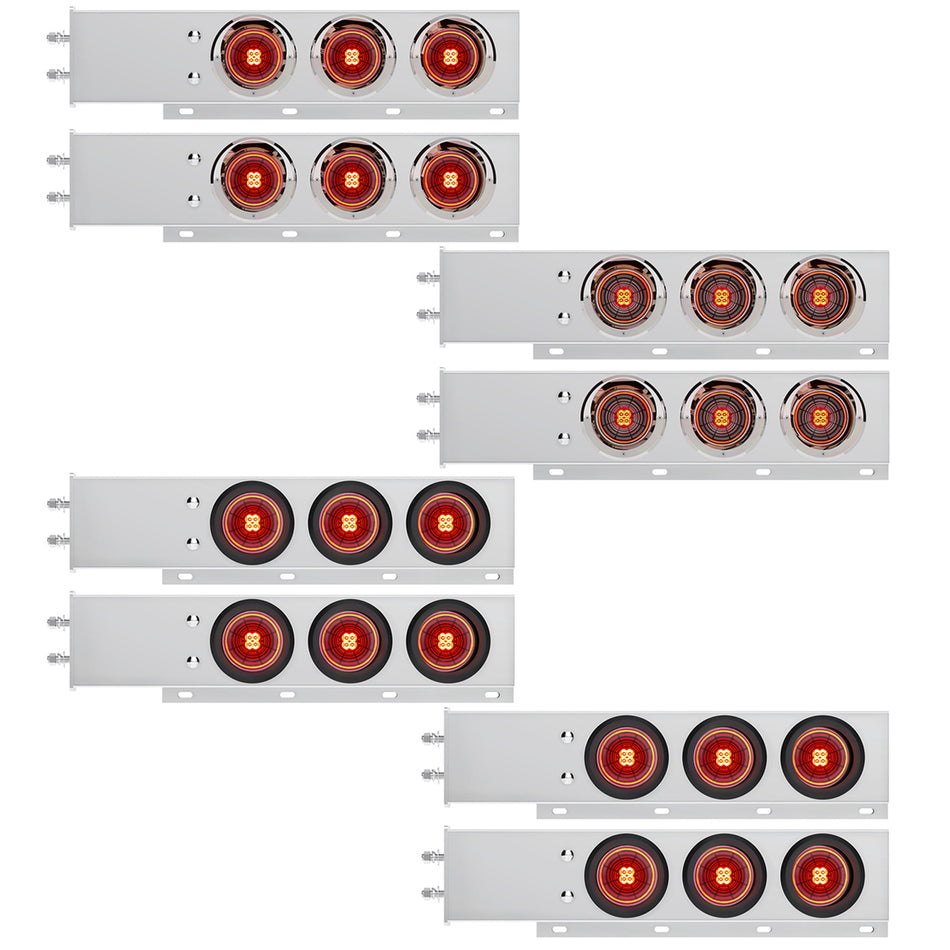 2-1/2" Bolt Pattern SS Spring Loaded Bar With 6X 4" 13 LED Abyss Lights - Red LEDs (Red or Clear Lens)