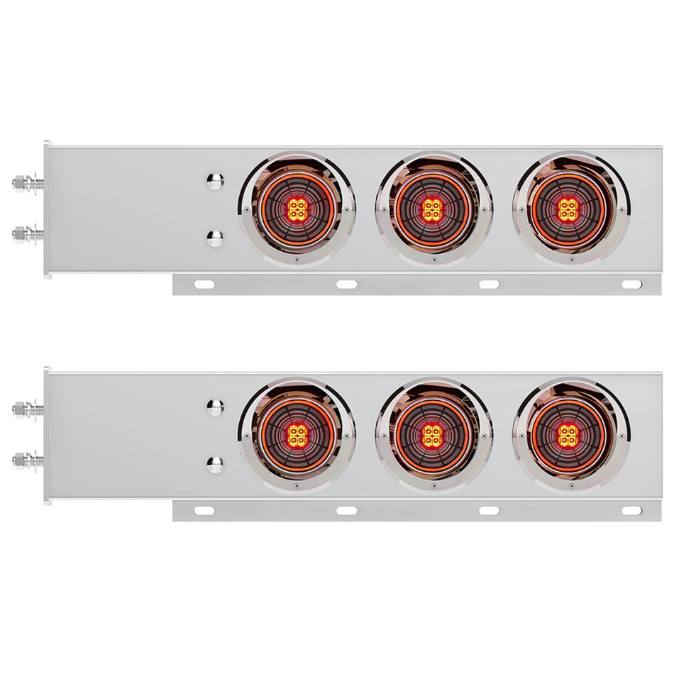 2-1/2" Bolt Pattern SS Spring Loaded Bar With 6X 4" 13 LED Abyss Lights - Red LEDs (Red or Clear Lens)