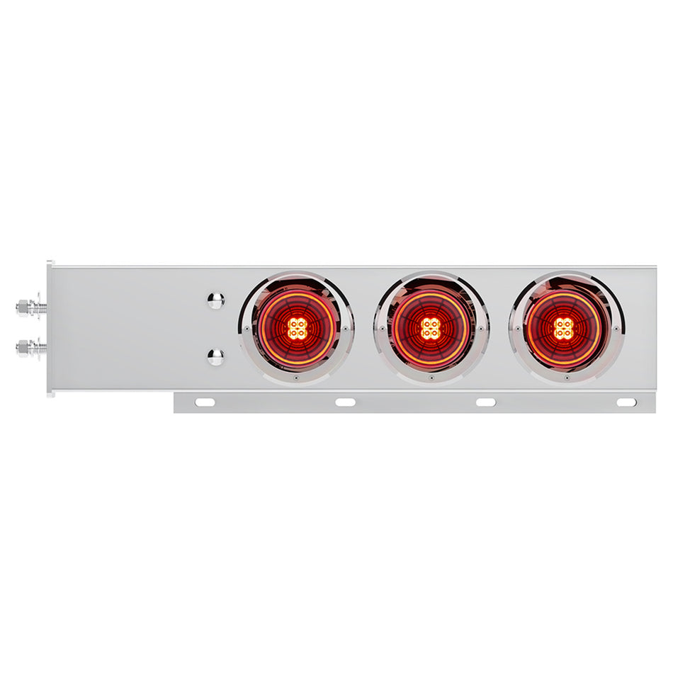 2" Bolt Pattern Stainless Spring Loaded Light Bar With 6 X 4" 13 LED Abyss Lights - Red LEDs (Red or Clear Lens)