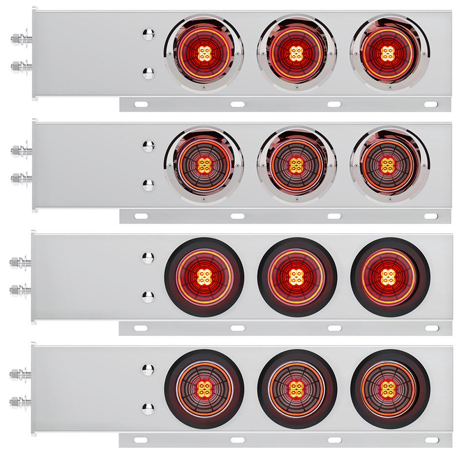 2" Bolt Pattern Stainless Spring Loaded Light Bar With 6 X 4" 13 LED Abyss Lights - Red LEDs (Red or Clear Lens)