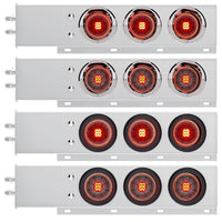 2" Bolt Pattern Stainless Spring Loaded Light Bar With 6X 4" 13 LED Abyss Lights - Red LEDs (Red or Clear Lens)