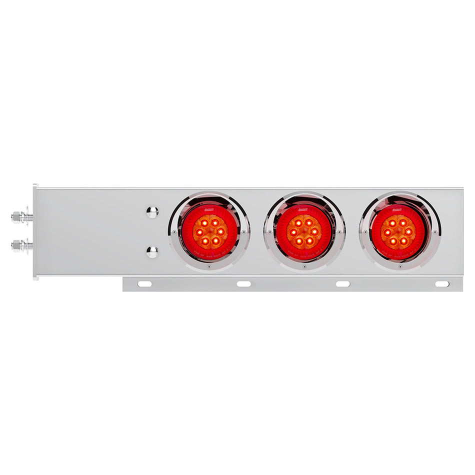 2" Bolt Pattern SS Spring Loaded Bar With 6 X 4" 16 LED Turbine Lights - Red LEDs (Red Lens) w Visor or Grommet
