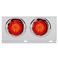 2" Bolt Pattern SS Spring Loaded Bar With 6 X 4" 16 LED Turbine Lights - Red LEDs (Red Lens) w Visor or Grommet
