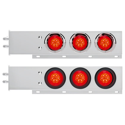 2" Bolt Pattern SS Spring Loaded Bar With 6 X 4" 16 LED Turbine Lights - Red LEDs (Red Lens) w Visor or Grommet