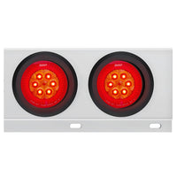 2" Bolt Pattern SS Spring Loaded Bar With 6 X 4" 16 LED Turbine Lights - Red LEDs (Red Lens) w Visor or Grommet