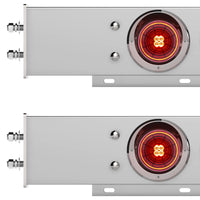 2-1/2" Bolt Pattern Chrome Spring Loaded Light Bar With 6 X 4" 13 LED Abyss Lights - Red LEDs (Red or Clear Lens)