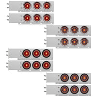2-1/2" Bolt Pattern Chrome Spring Loaded Light Bar With 6 X 4" 13 LED Abyss Lights - Red LEDs (Red or Clear Lens)