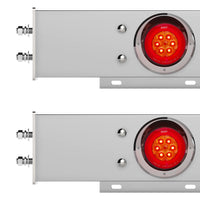 2-1/2" Bolt Pattern Chrome Spring Loaded Bar w 6 X 4" 16 LED Turbine Lights & Visors - Red LEDs (Red Lens)