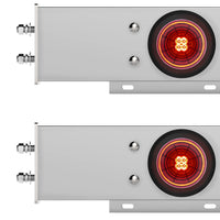 2-1/2" Bolt Pattern Chrome Spring Loaded Light Bar With 6 X 4" 13 LED Abyss Lights - Red LEDs (Red or Clear Lens)