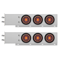 2-1/2" Bolt Pattern Chrome Spring Loaded Light Bar With 6 X 4" 13 LED Abyss Lights - Red LEDs (Red or Clear Lens)