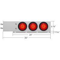 2-1/2" Bolt Pattern Chrome Spring Loaded Bar w 6 X 4" 16 LED Turbine Lights & Visors - Red LEDs (Red Lens)