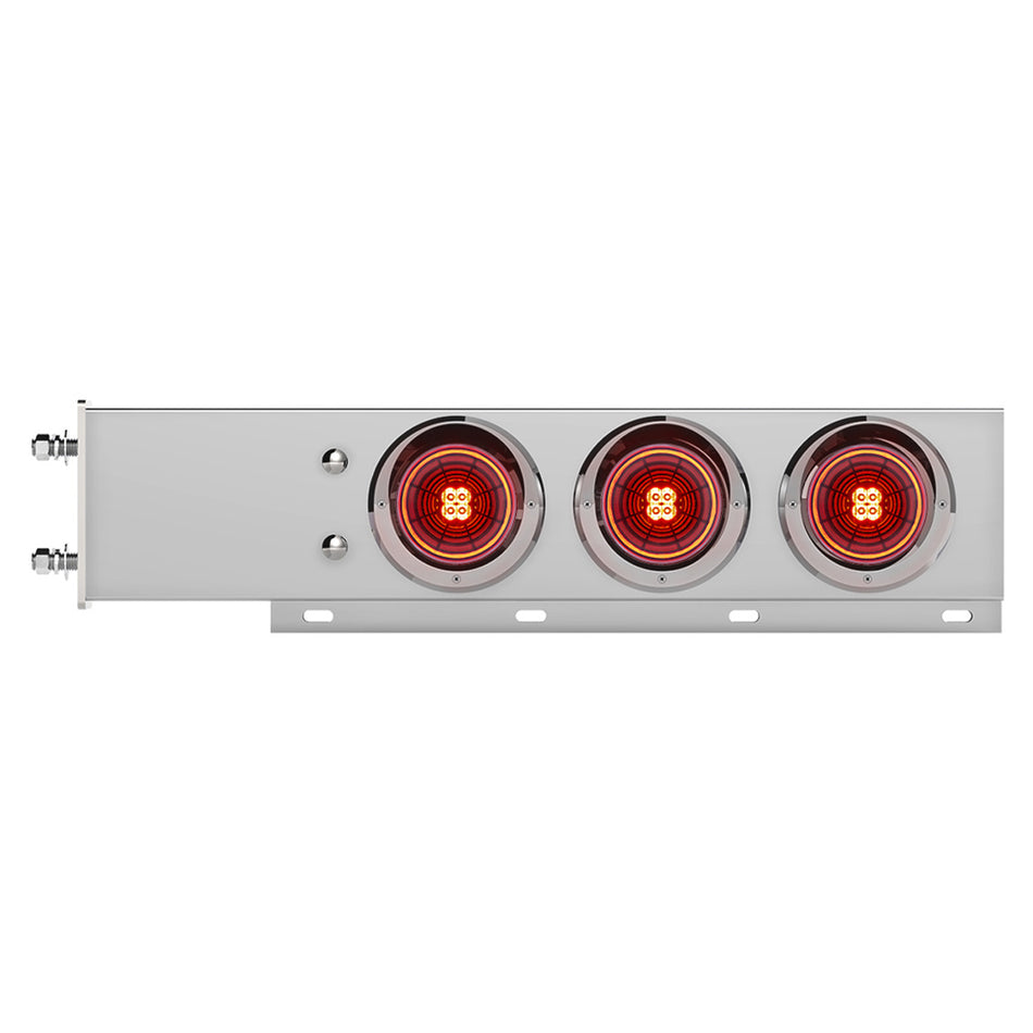 3-3/4" Bolt Pattern Chrome Spring Loaded Bar w 6 X 4" 13 Red LED Abyss Lights & Visors
