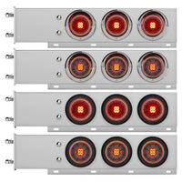 3-3/4" Bolt Pattern Chrome Spring Loaded Bar w 6 X 4" 13 Red LED Abyss Lights & Visors