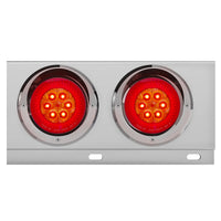 3-3/4" Bolt Pattern Chrome Spring Loaded Bar w 6 X 4" 16 Red LED Turbine Lights & Visors - Red LEDs (Red Lens)