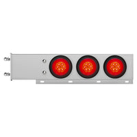 3-3/4" Bolt Pattern Chrome Spring Loaded Bar w 6 X 4" 16 Red LED Turbine Lights & Visors - Red LEDs (Red Lens)