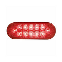 3-3/4" Bolt Pattern Stainless Spring Loaded Light Bar With 6 Oval 12 LED Lights - Red LEDs (Red Lens)