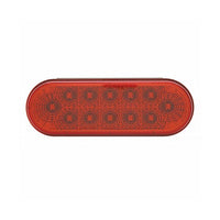 3-3/4" Bolt Pattern Stainless Spring Loaded Light Bar With 6 Oval 12 LED Lights - Red LEDs (Red Lens)