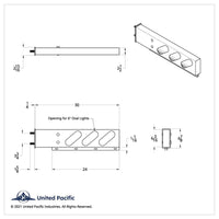 3-3/4" Bolt Pattern Stainless Spring Loaded Light Bar With 6 Oval 12 LED Lights - Red LEDs (Red Lens)