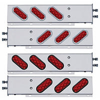 2-1/2" Bolt Pattern Stainless Spring Loaded Light Bar With 6 Oval 10 LED Lights - Red LEDs (Red Lens)
